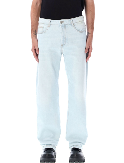 Shop Ami Alexandre Mattiussi Straight Fit Jeans In Light Blue