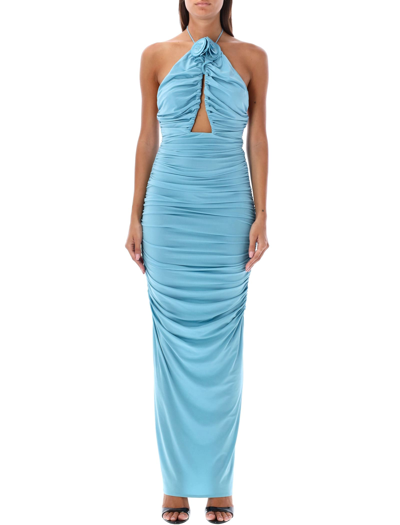 Shop Magda Butrym Cut Out Jersey Maxi Dress In Blue
