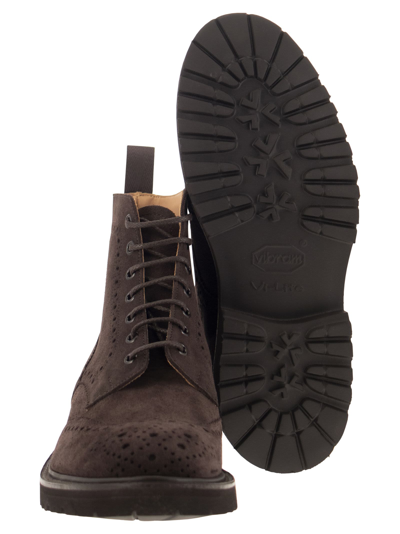 Shop Tricker's Stow - Suede Laced Boot In Coffee