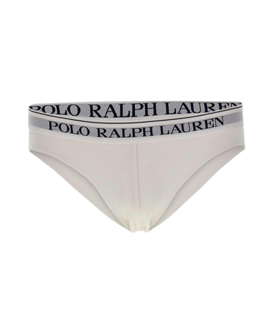 Shop Polo Ralph Lauren Logo Band Three-pack Briefs In 3pk White/white/white