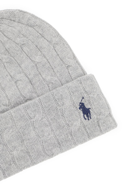 Shop Polo Ralph Lauren Cable-knit Cashmere And Wool Beanie Hat In Soft Grey (grey)
