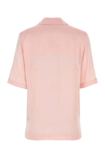 Shop Burberry Pastel Pink Satin Shirt In Rosa