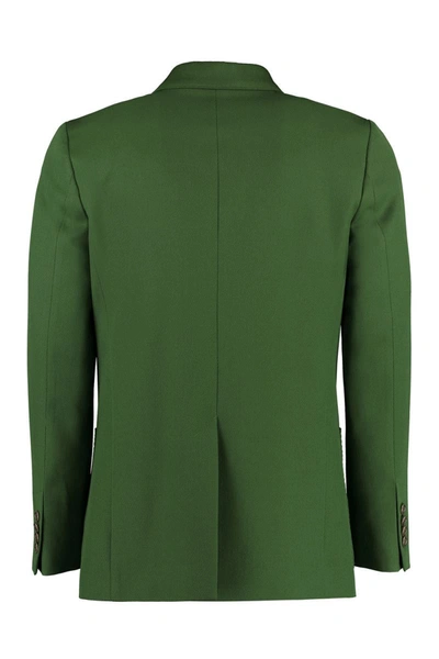 Shop Ami Alexandre Mattiussi Ami Paris Double-breasted Virgin Wool Jacket In Green