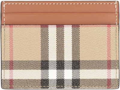 Shop Burberry Checked Motif Card Holder In Beige