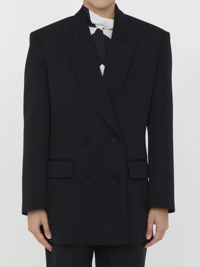 Shop Valentino Crepe Couture Blazer In Black