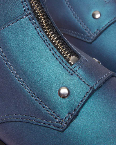 Dr. Martens' Jetta Hi Max Metallic Leather Platform Boots In Blau/metallic