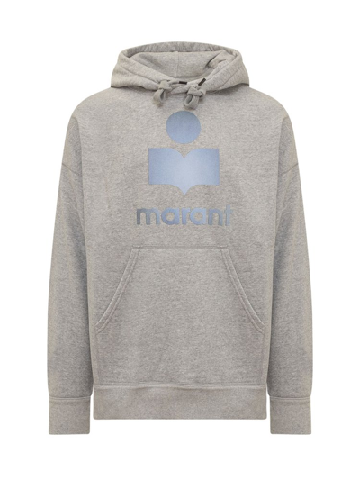 Shop Isabel Marant Logo Printed Drawstring Hoodie In Grey