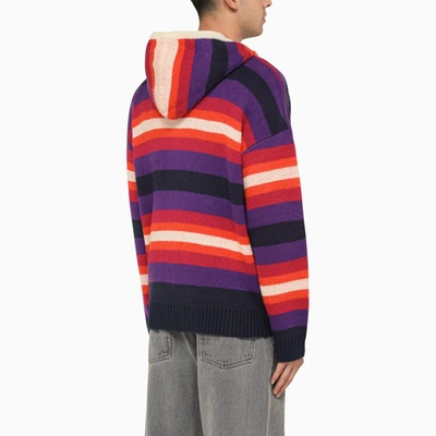 Shop Bluemarble Striped Knit Hoodie In Multicolor