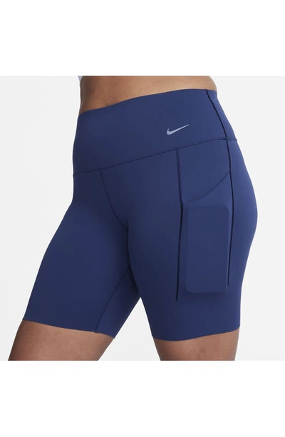 Shop Nike Dri-fit High Waist Bike Shorts In Midnight Navy/black