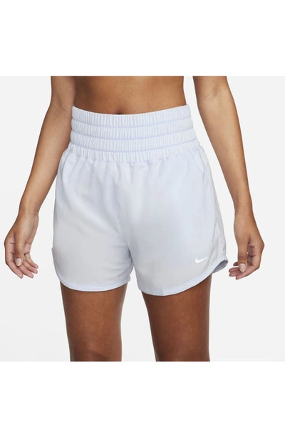 Shop Nike Dri-fit Ultra High Waist 3-inch Brief-lined Shorts In Blue Tint