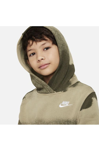 Shop Nike Kids' Club Fleece Hoodie In Cargo Khaki/ Olive/ White