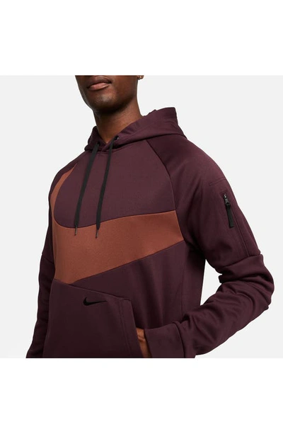 Shop Nike Therma-fit Pullover Hoodie In Night Maroon/ Black
