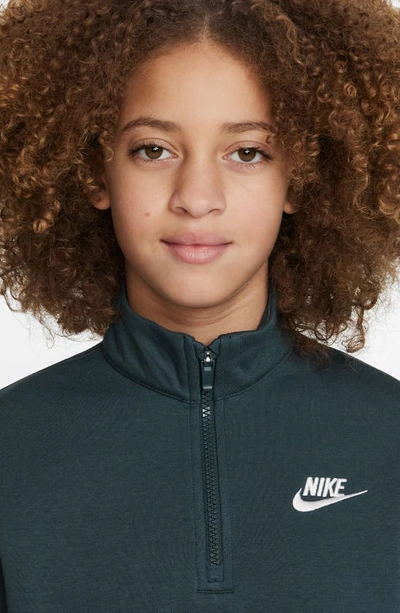 Shop Nike Kids' Sportswear Club Fleece Quarter Zip Pullover In Deep Jungle/ White