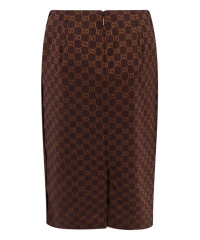 Shop Gucci Midi Skirt In Brown