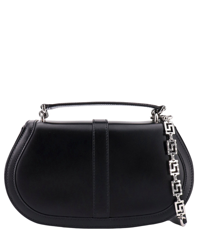 Versace Greca Goddess Smooth Leather Shoulder Bag In Black