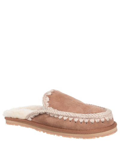 Mou Eskimo Suede And Shearling Slippers In Brown