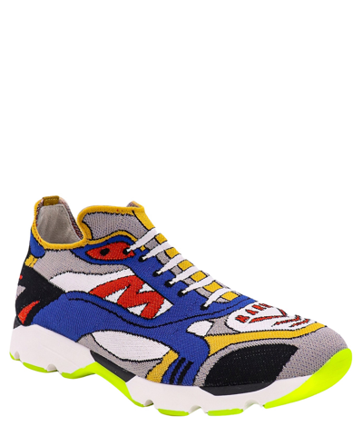 Marni Multicolor Knit Sneakers With Print In Multicolor