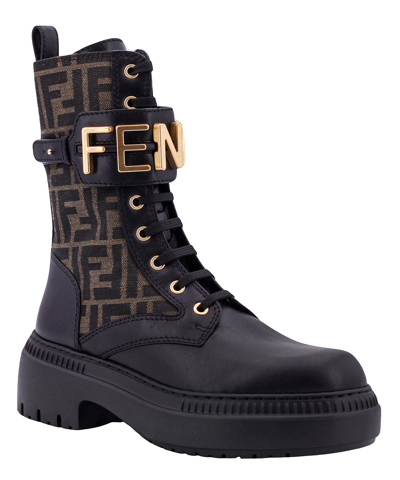 Shop Fendi Graphy Lace-up Boots In Black