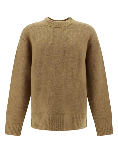 Acne Studios Crew-neck Sweater In Wool And Cotton In Brown