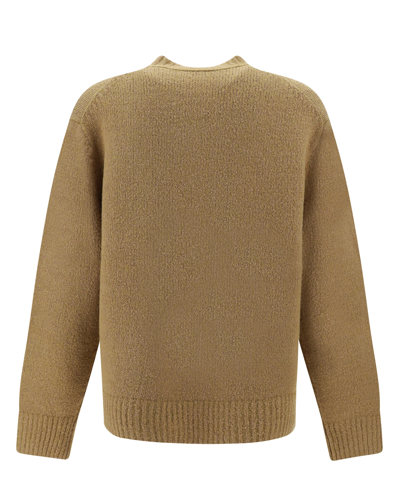 Acne Studios Crew-neck Sweater In Wool And Cotton In Brown