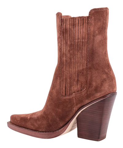Shop Paris Texas Angora Heeled Boots In Brown