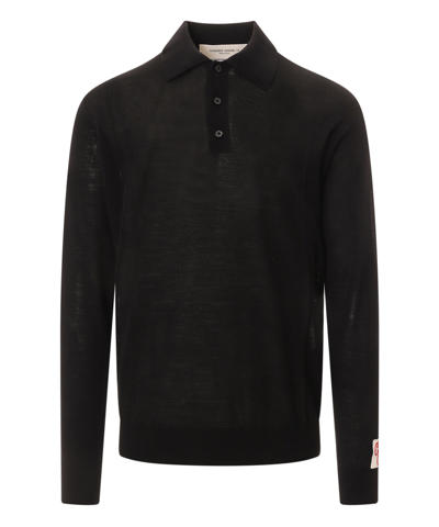 Shop Golden Goose Long Sleeve Polo Shirt In Black
