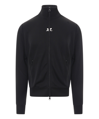 Shop Courrèges Zip-up Sweatshirt In Black