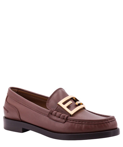 Shop Fendi Baguette Loafers In Brown