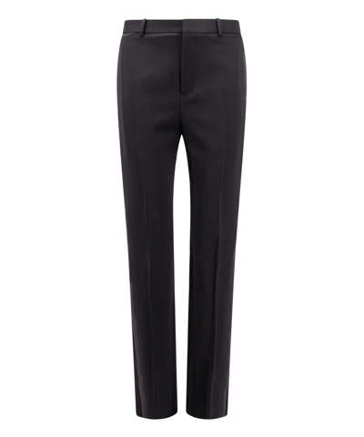 Saint Laurent Men Tuxedo Wool Trouser With Satin Side Band In Black