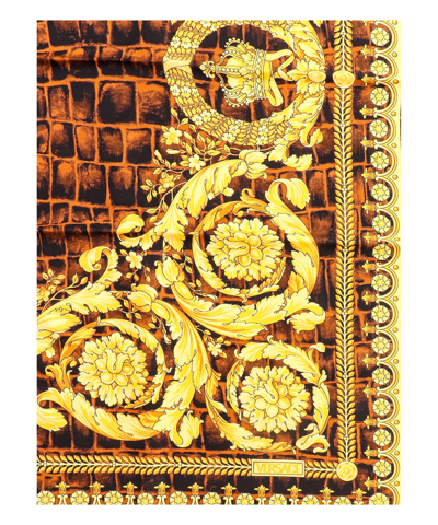 Shop Versace Silk Foulard In Gold