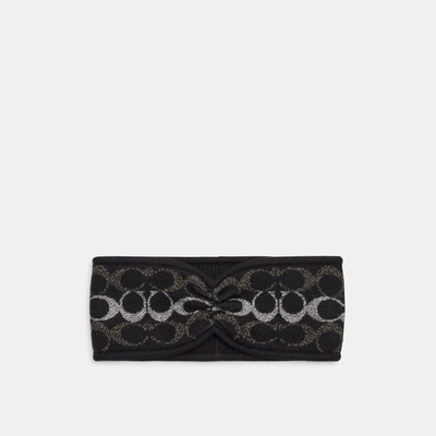 Shop Coach Outlet Signature Metallic Knit Headband In Black
