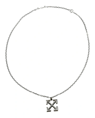 Shop Off-white Arrow Chain Drop Necklace In Silver