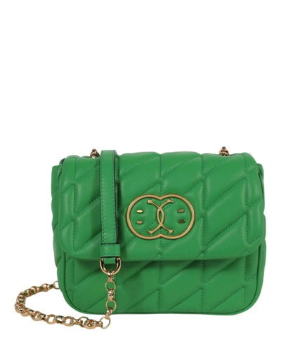 Shop Moschino Double Smiley Quilted Crossbody Bag In Green
