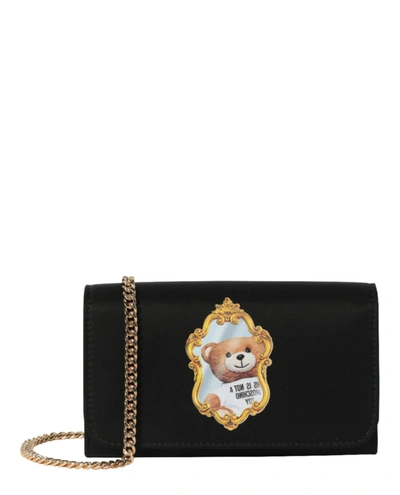 Shop Moschino 'teddy Mirror' Shoulder Bag In Black
