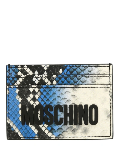 Shop Moschino Snakeskin Print Logo Card Holder In Multi