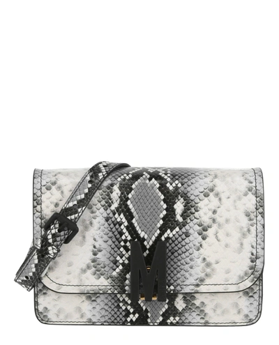 Shop Moschino M-logo Shoulder Bag In Silver