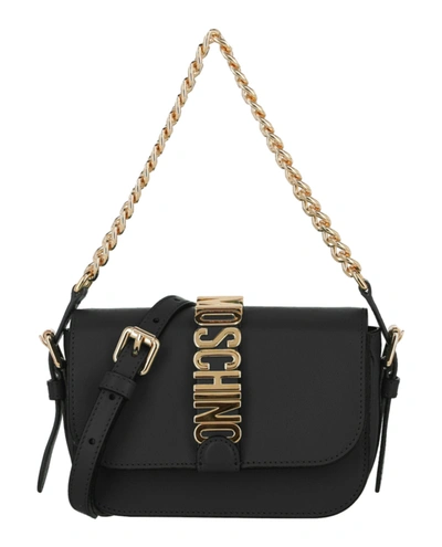 Shop Moschino Logo Shoulder Bag In Black