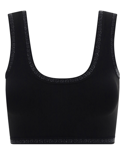 Alexander Wang Embossed-logo Cropped Tank Top In Black