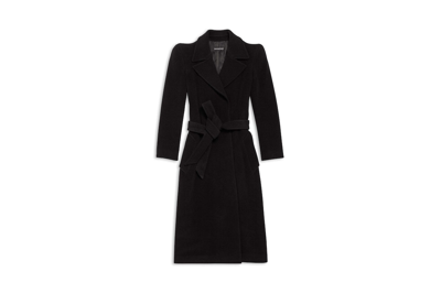 Pre-owned Balenciaga Women's Round Shoulder Fitted Coat In Black Black