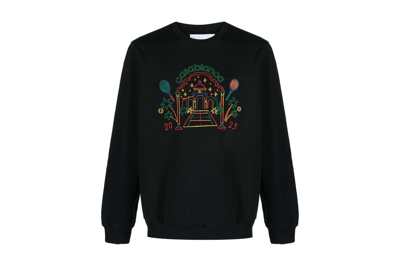 Pre-owned Casablanca Rainbow Crayon Temple Organic-cotton Sweatshirt Black