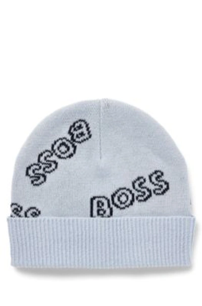 Shop Hugo Boss Gift-boxed Set Of Baby Beanie Hat And Booties In Light Blue