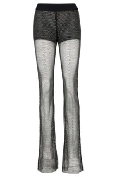 Shop Hugo X Bella Poarch Slim-fit Glitter-mesh Pants In Black