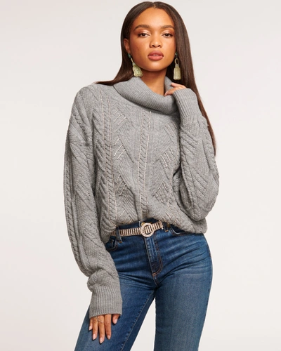 Shop Ramy Brook Annabelle Embellished Turtleneck Sweater In Grey Bedazzled