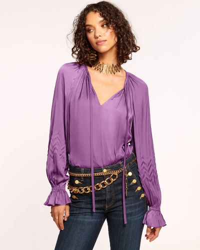 Shop Ramy Brook Blake V-neck Blouse In Mulberry