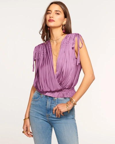 Shop Ramy Brook Harmony V-neck Blouse In Mulberry