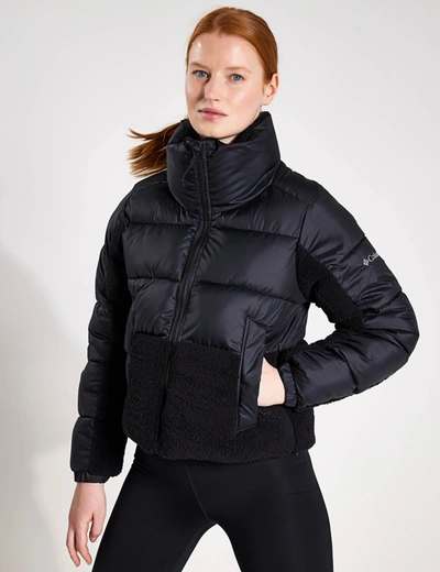 Shop Columbia Leadbetter Point Sherpa Hybrid Puffer Jacket In Black
