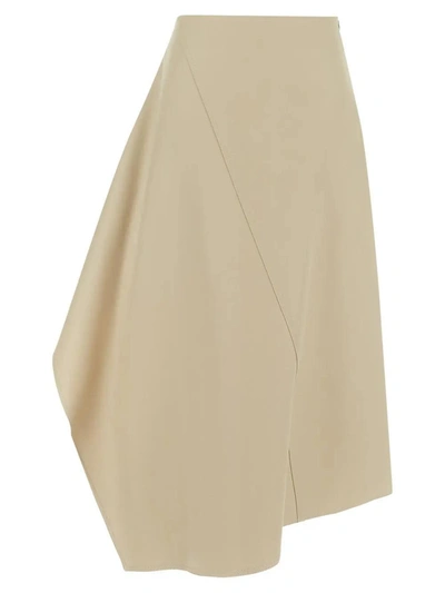 Shop Bottega Veneta Asymmetric Midi Skirt In Verde