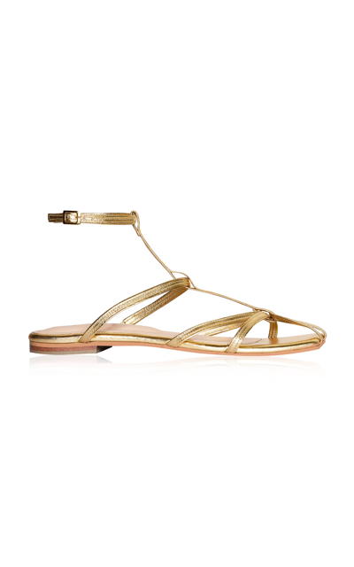 Shop Johanna Ortiz Conquistadora Leather Sandals In Gold