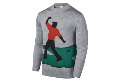 Pre-owned Nike Tiger Woods Knit Golf Crew Sweater Grey/multicolor