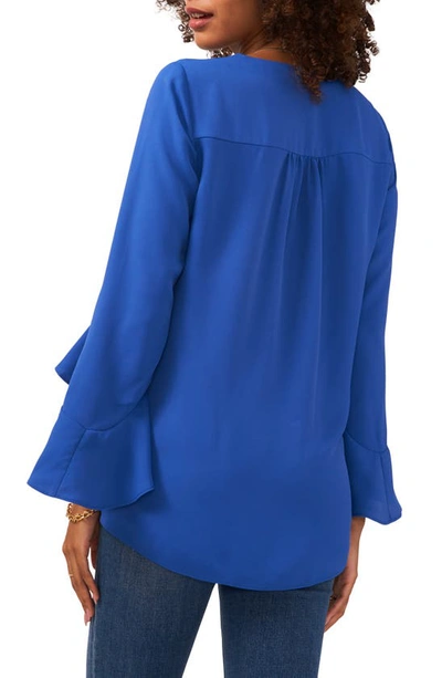 Vince Camuto Womens Chiffon V-neck Blouse In Deep Blue